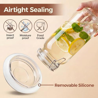 78oz Large Square Glass Jars with Airtight Lids, Wide Mouth Mason Jars 3P