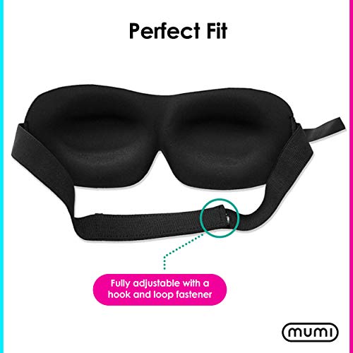Mumi Sweet Dreams Kit - 3D Memory Foam Sleeping Mask with Adjustable Strap - Blocks Light Effectively - Includes Ear Plugs and Case