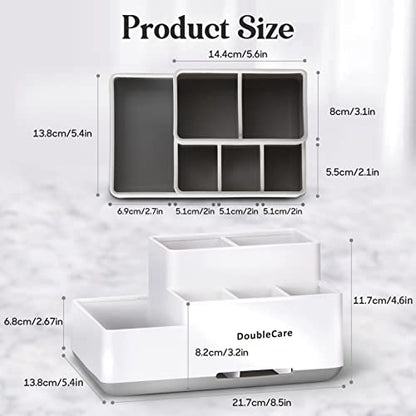 Toothbrush Holder with Anti-Slip, Bathroom Organizer Countertop Detachable | 6 Compartment Multifunctional Storage, Easy Cleaning, Bathroom Caddy for Toothpaste, Shaver,Great for Home, Vanity Organizer