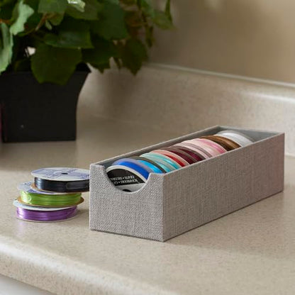 Household Essentials Grey 725-1 Deep Drawer Organizer Box for Storage | 12 in x 4 in x 3.13, Silver