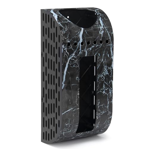 Black Plastic Bag Holder, Wall Mounted Grocery Bag Dispenser | Space-Saving Design, Easy Wall-Mount, Cabinet, Door Installation, Quick Bag Access and Dispenser, Marble-Look Effect