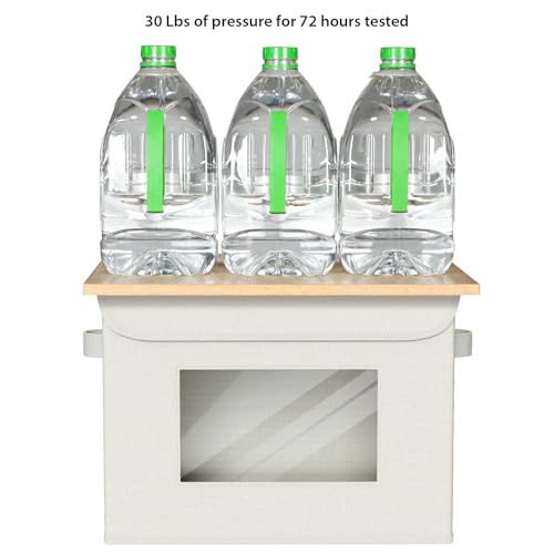 Univivi Fabric Storage Bins with Lids for Clothes 4 Pack, Grey | 17 x 12 x 12 In Foldable Storage Boxes with Handles, Clear Window, Closet Organizers for Home, Bedroom