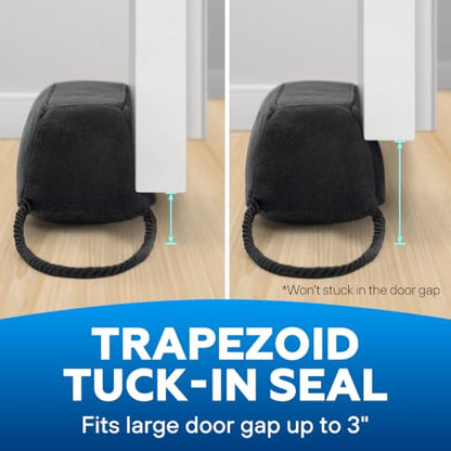 Comfyanno 38” Weighted Under Door Draft Stopper, Heavy Weight 2.2lb, Fits Large Door Gap up to 3”, Block Cold Air Draft from Bottom Door, Fits Front, Bedroom, Interior Door, Easy to Install, Black