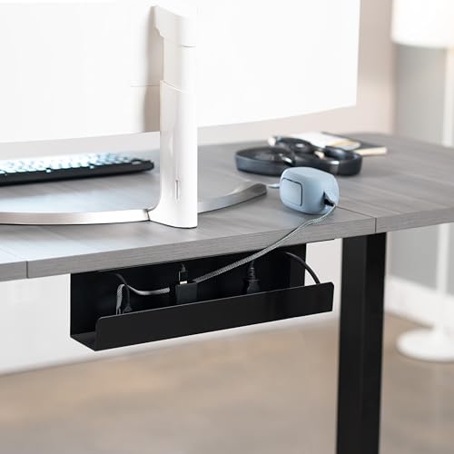 VIVO Under Desk 17 inch Cable Management Tray, Power Strip Holder, Cord Organizer, Wire Tamer for Office and Home, Black, DESK-AC06-1C | Low Profile Power Strip Holder, Cord Organizer, Wire Tamer Steel Cable Rack for Office and Home, Holds 11 lbs