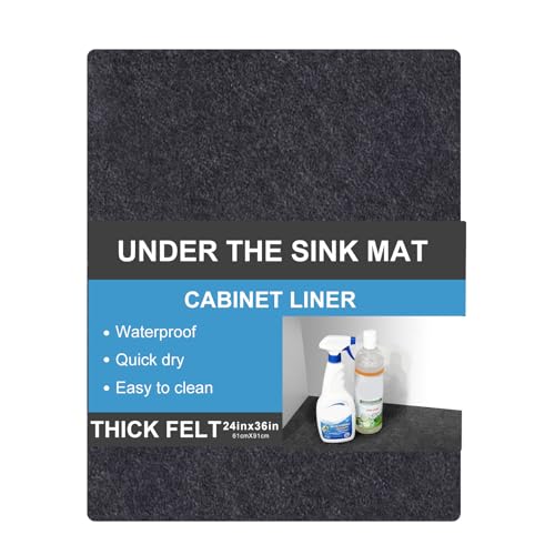 Under The Sink Mat,Cabinet Mat – Absorbent/Waterpr... (Dark Grey | Fabric)
