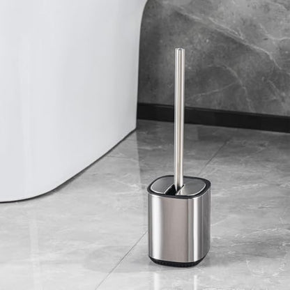 Toilet Brush Holder Set Toilet Bowl Brush Stainless Steel Automatic Open lid Toilet Bowl Cleaner Brush with Durable Bristle Head Toilet Cleaning Brush for Bathroom