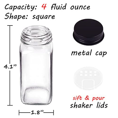 66 Pack Glass Spice Jars with Labels, 4oz Spice Containers