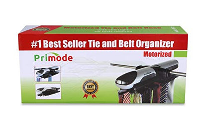 Motorized Tie Rack Closet Organizer with LED Lights Includes J Hooks for Wired Shelving Stores Up to 72 Ties & 8 Belts Operates with Batteries