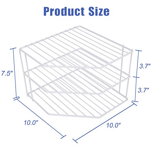 3-Tier Corner Shelf Counter and Cabinet Organizer - Steel Metal Wire - Rust Resistant - Plates, Dishes, Cabinet & Pantry Organizer - Kitchen Organization (10 x 7.5 Inch)(White)