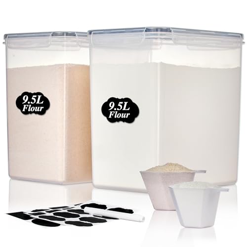 Vtopmart 9.5L Flour Sugar Storage Containers, 2 Pack, Each Fits 12.5 lb