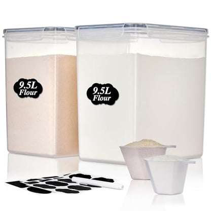 Vtopmart 9.5L Flour Sugar Storage Containers, 2 Pack, Each Fits 12.5 lb