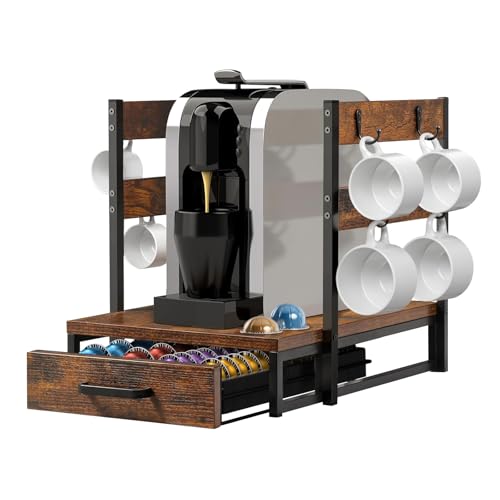 Coffee Pod Holder Compatible with Nespresso,Fit 28... (Rustic Brown | Metal)