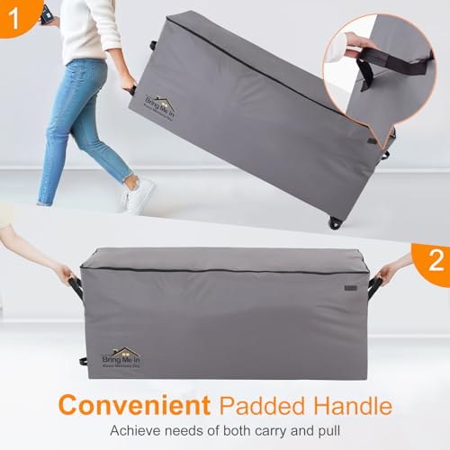 NettyPro Rolling Cushion Storage Bags with Wheel and Handle, Outdoor Patio Large Storage Container for Furniture Pillow Christmas Tree 9 Ft, 65 x 20 x 28 Inch, Grey
