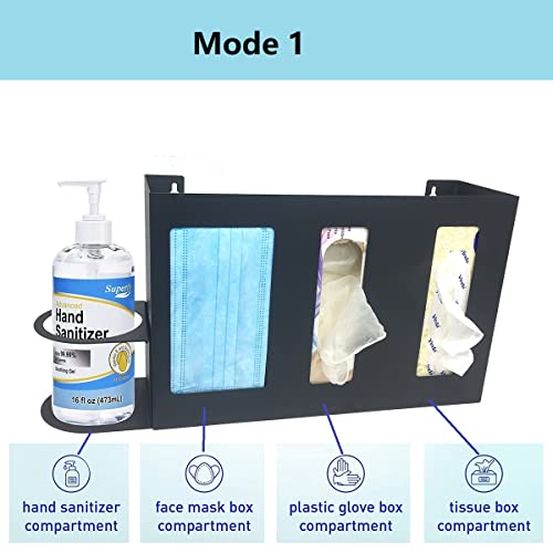 Steel Sanitizing Station Dispenser Stand Wall Mounted Organizer | for Face Masks, Glove Box and Hand Sanitizer or Others in Office, Gym, Schools, Hospital, Laboratory or other Public Sites
