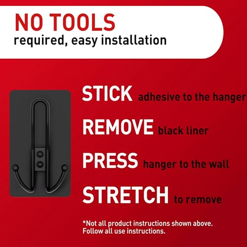 Command X-Large Black Triple Hooks, 2 Hooks, 6 Strips | Heavy Duty, Damage-Free Hanging with Adhesive Strips, No Tools Wall Hook for Hanging Decorations, Holds up to 10 lb