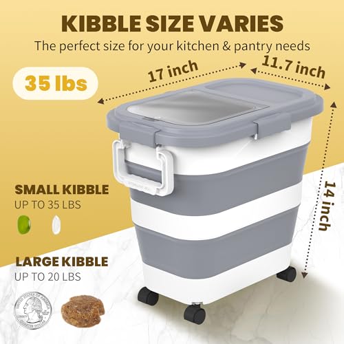 HOYTAMDA 25-35Lbs Rice Container,Collapsible Food Storage Container Wheels