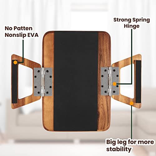 13.75" x 9.5" Acacia Couch Arm Table, Wooden Sofa Arm Tray, Armrest Table for Couch Wooden Sofa Armrest Tray, Clip-on Tray for Wide Couch - Side Table for Eating & Drink, Snack, Phone, Remote