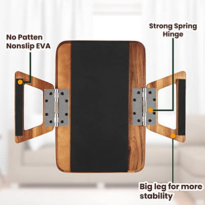 13.75" x 9.5" Acacia Couch Arm Table, Wooden Sofa Arm Tray, Armrest Table for Couch Wooden Sofa Armrest Tray, Clip-on Tray for Wide Couch - Side Table for Eating & Drink, Snack, Phone, Remote