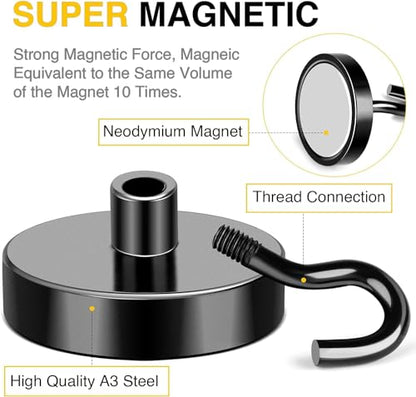DIYMAG Magnetic Hooks,170lbs Heavy Duty Magnets with Hook Black 12 Pack | Rare Earth N52 2026 Cruise Cabin Ship Essentials for Fridge Hanging Classroom Beach Vacation Kitchen Grills Home Must Have
