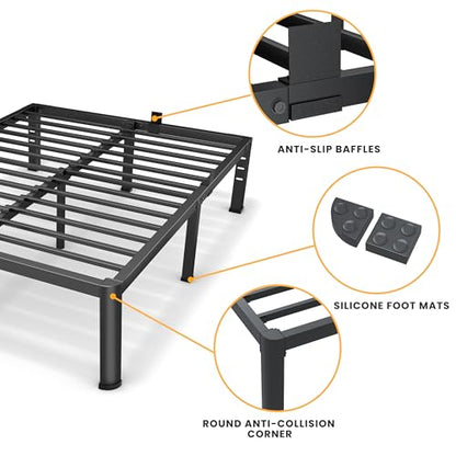 20 Inch Queen Size Metal Platform Bed Frame with Round Corners Leg