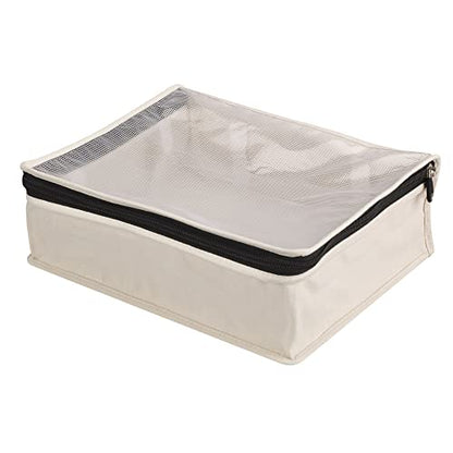 Household Essentials Canvas Sweater Storage Bags, 2-Pack, Breathable Cotton, Under-Bed Zippered Storage with Clear Top Window, Stackable, Cedar Insert Compatible (Not Included), Natural