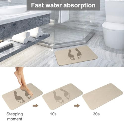 2 Pack Diatomaceous Earth Shower Mat, Stone Bath Mat, Nonslip Super Absorbent Fast-Drying Hard Bath Mat for Bathroom Shower Floor, 23.62 x 15.35 inch, Grey and White Pattern
