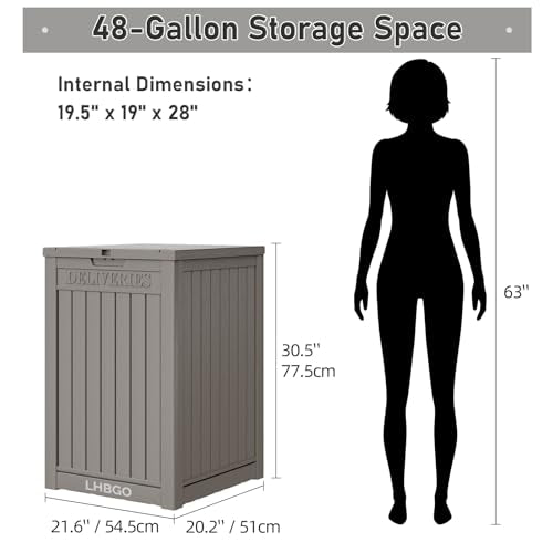 Package Delivery Box for Outside, 48 Gallon Storage with Lockable Secure, Large Double Wall Resin Outdoor Package Delivery Waterproof Deck