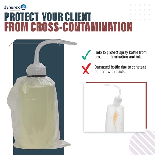 Dynarex Wash Bottle Bags - Disposable Sleeve Covers for Tattoo Squeeze Bottle - Sterile Pouches for Full Coverage - Large Size, Box of 500