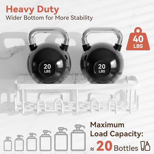 Shower Caddy Adhesive, Rustproof Shower Organizer, Wall Shower Rack | Large Capacity Shower Shelves for Inside Shower, No Drill Shower Storage, Shampoo Shower Holder, Bathroom Shower Shelf