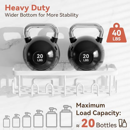 Shower Caddy Adhesive, Rustproof Shower Organizer, Wall Shower Rack | Large Capacity Shower Shelves for Inside Shower, No Drill Shower Storage, Shampoo Shower Holder, Bathroom Shower Shelf