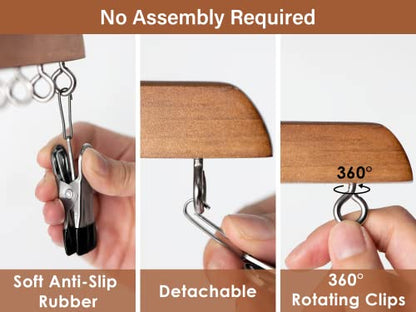 StorageWorks Hat Organizer 2 Pack, Walnut Cap Hanger Rack with 10 Clips