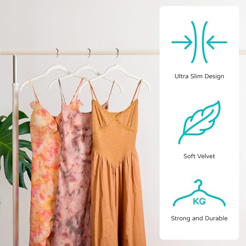 Velvet Hangers 30 Pack, Non-Slip Slim Felt Clothes Hangers Beige | Space-Saving Closet Organization; Flocked Surface; 360° Swivel Hooks; For Shirts, Coats, Dresses, Blouses