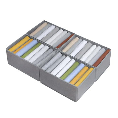 4 Pack Drawer Organizers for Clothing, 8 Grids Foldable Closet Organizers and Storage Bins for Bedroom, Dresser Organizer Boxes for Thin T-shirts, Tank Tops