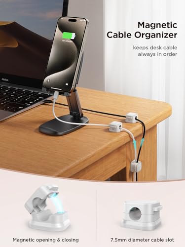 JOYROOM 6 Pack Magnetic Cable Clips, Cord Organizer Adhesive Wire Holder | Home Nightstand Office Desk Accessories, Car Wall Organization, Phone Charger Cord Holder Management, Cable Smooth Adjustable