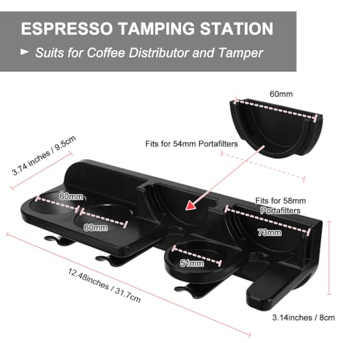 Espresso Tamper Holder Station Laelr Wall Mounted Coffee Station Organizer Coffee Distributor & Tamper 54mm/2.1'' Portafilter Storage Wall Shelf Espresso Accessories Organizer Rack for Bar Home Office