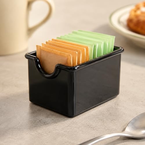 New Star Foodservice Plastic Sugar Packet Holder, Black, Restaurant Tabletop Sweetener Caddy, Set of 12