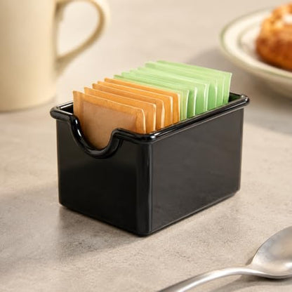 New Star Foodservice Plastic Sugar Packet Holder, Black, Restaurant Tabletop Sweetener Caddy, Set of 12