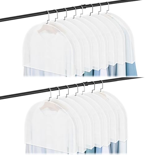 Shoulder Covers for Hanging Clothes, 15 Pack Clear Shoulder Cover Breathable Garment Dust Covers Protectors 2" Gusset for Suit, Coats, Jackets, Dress, Closet Storage, 24'' x 12" x 2"