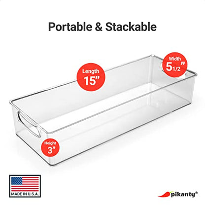 Clear Refrigerator Organizer Bin with Handles — 15... (Clear | Plastic)