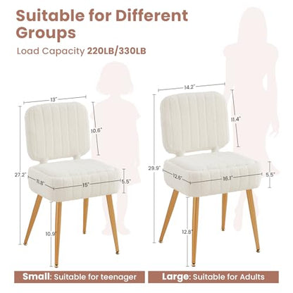 Updated Vanity Chair, Storage Ottoman with Folding Back & Gold-Toned Metal Legs, Ottoman Seat with Teddy Velvet for Dressing Room Living Room Bedroom, 16" x 12.5" Inch