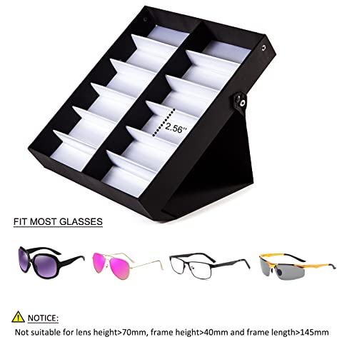 TRIUMPH VISION Sunglasses Organizer Storage Eyeglass Holder Glasses Case | Hold Multiple Eyewear Shades Organization Box Store Multi Glasses Display Stand Satin Lined Snap Closure with Lid Protection