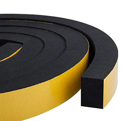 CloudBuyer Weather Stripping Foam 2-Roll, 1 Inch Wide X 3/4 Inch Thick, Insulation Strips with Adhesive for Door & Automotive, Air Conditioner Seal (13 Feet Total, 6.5 Feet/Roll)