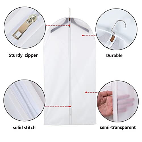 12 Pack Shirt Garment Bags (24x36") - Dustproof Short Suit Covers - Durable PEVA Closet Bags with Sturdy Zipper for Blouses, Jackets, Sweaters & T-Shirts (Translucent)