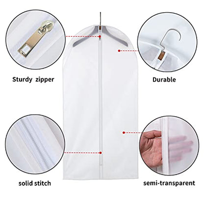 12 Pack Shirt Garment Bags (24x36") - Dustproof Short Suit Covers - Durable PEVA Closet Bags with Sturdy Zipper for Blouses, Jackets, Sweaters & T-Shirts (Translucent)