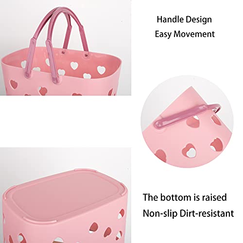 Portable Shower Caddy with handle Plastic Shower Basket Organizer, Pink | Bathroom Caddy Storage Tote Cleaning Supply Caddy for College Dorm, Kitchen, Pantry, Garage