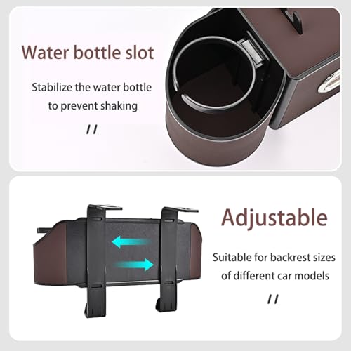 Multifunctional Back Seat Car Organizer with Cup Holders, Tissue Box Holder, Phone Stand and Hooks, 4 in 1 Car Backseat Storage Box, Car Seat Back Organizer for Sedan SUV MPV(Black)