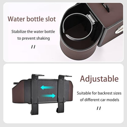 Multifunctional Back Seat Car Organizer with Cup Holders, Tissue Box Holder, Phone Stand and Hooks, 4 in 1 Car Backseat Storage Box, Car Seat Back Organizer for Sedan SUV MPV(Black)
