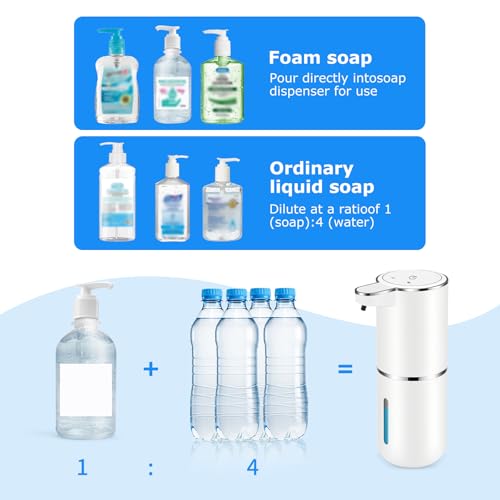 2 Pack Automatic Soap Dispensers,12.8oz/380ml USB Touchless Automatic Foaming Soap Dispenser,Rechargeabled Wall Mounted Smart Soap Dispenser for Bathroom Kitchen Dish Soap