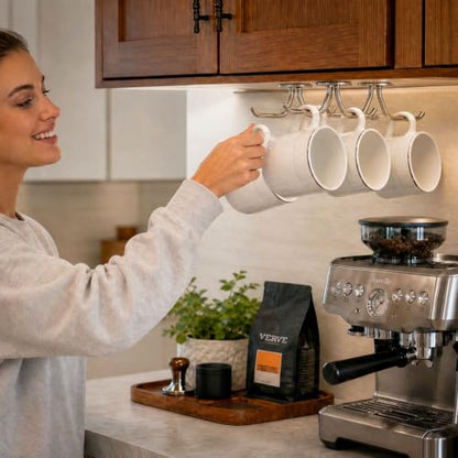 Mug Hooks Under Cabinet Coffee Cup Organizer Ceili... (Stainless Steel)
