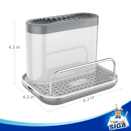 MR.SIGA Sink Caddy, Kitchen Sink Organizer Sponge Holder with Drip Tray | Kitchen sink caddy organizer, keeps sink tidy
